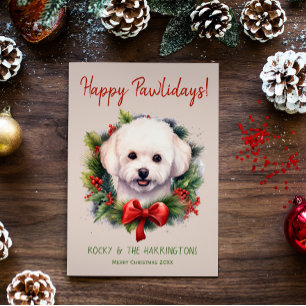 Cartes Pour Fêtes Annuelles Bichon Frise Chien Noël Joyeux Pawlidays