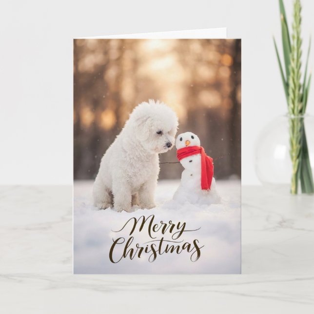 Cartes Pour Fêtes Annuelles Bichon Frise Christmas Snowman (Devant)