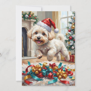 Cartes Pour Fêtes Annuelles Bichon Frise Fluffy Chien Joyeux Noël