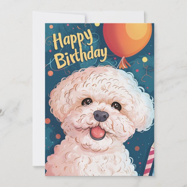 Cartes Pour Fêtes Annuelles Bichon Frise Joyeux anniversaire (Devant)
