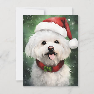 Cartes Pour Fêtes Annuelles Bichon Frise peinture de Noël