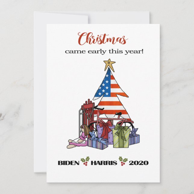 Cartes Pour Fêtes Annuelles Biden/Harris 2020 Arbre de Noël/Présents (Devant)