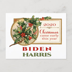 Cartes Pour Fêtes Annuelles Biden/Harris 2020 Vintage Christmas Floral