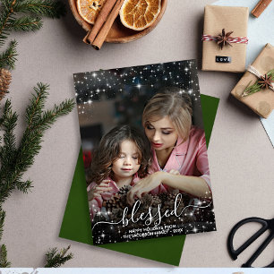 Cartes Pour Fêtes Annuelles Bienheureuse photo complète avec étincelles Noël v