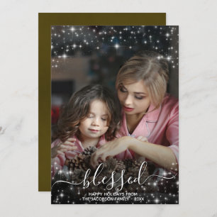 Cartes Pour Fêtes Annuelles Bienheureuse photo complète avec Sparkles Gold Chr