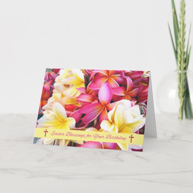 Cartes Pour Fêtes Annuelles Bienheureux de Pâques Plumeria tropicale (Devant)