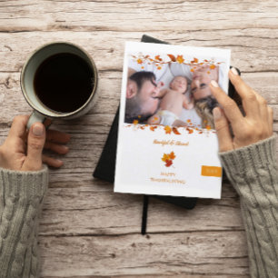 Cartes Pour Fêtes Annuelles Bienheureux et béni Photo de la famille Thanksgivi