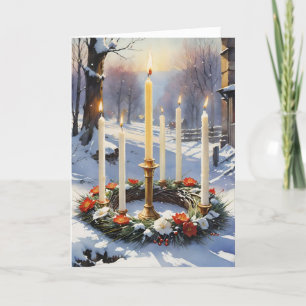 Cartes Pour Fêtes Annuelles Bienheureux Hiver Floral Candle Wreath Wiccan