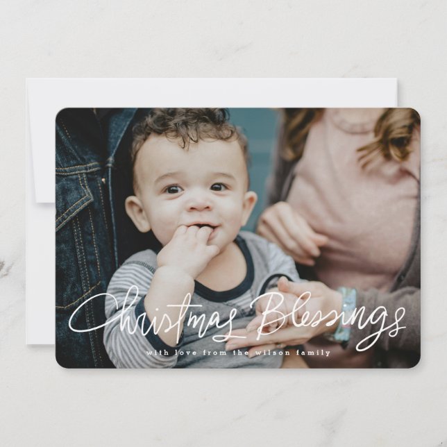 Cartes Pour Fêtes Annuelles Bienheureux Noël Mains Lettré Religieux (Devant)