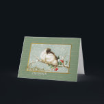 Cartes Pour Fêtes Annuelles Bienheureux Noël SnowBirds Reproduction Vintage<br><div class="desc">Carte de voeux de Noël avec un tableau représentant deux oiseaux vintages assis dans la neige tombée sur une sainte branche souhaitant à tous des bénédictions de Noël.</div>