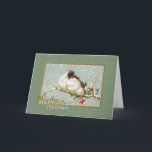 Cartes Pour Fêtes Annuelles Bienheureux Noël SnowBirds Reproduction Vintage<br><div class="desc">Carte de voeux de Noël avec un tableau représentant deux oiseaux vintages assis dans la neige tombée sur une sainte branche souhaitant à tous des bénédictions de Noël.</div>