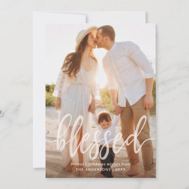 Cartes Pour Fêtes Annuelles Bienheureux Noël Vacances manuscrites Script photo (Devant)