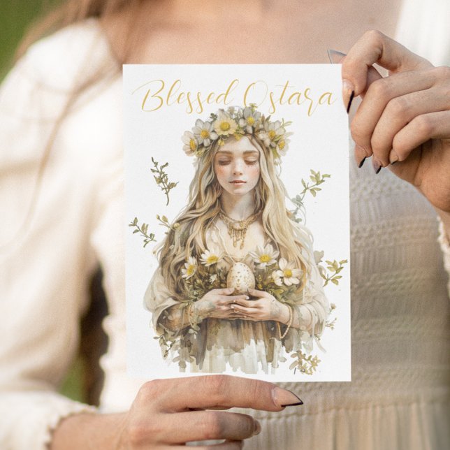 Cartes Pour Fêtes Annuelles Bienheureux Ostara Eostre Printemps Equinoxe Jaune (Créateur téléchargé)