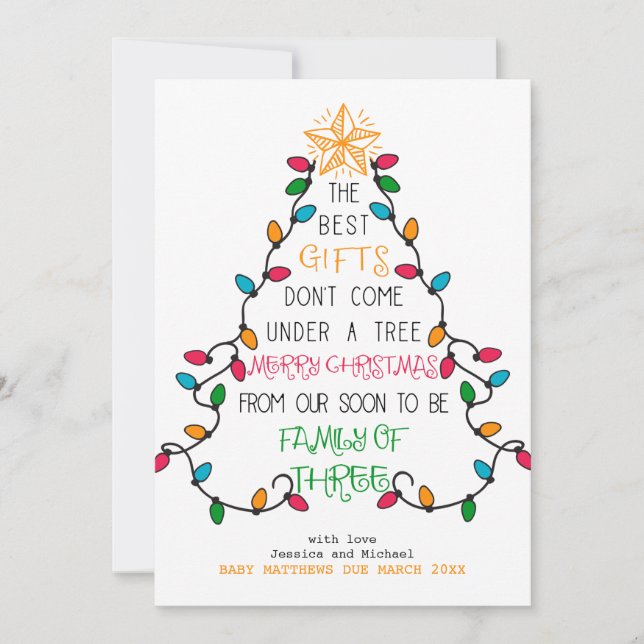 Cartes Pour Fêtes Annuelles Bientôt la famille de trois Grossesse de Noël (Devant)