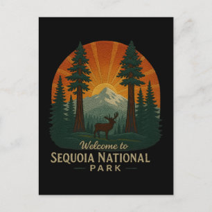 Cartes Pour Fêtes Annuelles Bienvenue à la broderie Sequoia National USA Park