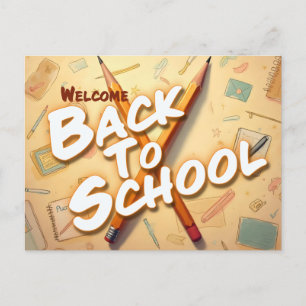 Cartes Pour Fêtes Annuelles Bienvenue à l'école - Design d'art crayon