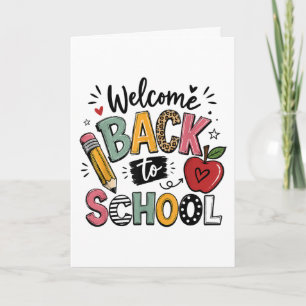 Cartes Pour Fêtes Annuelles Bienvenue à l'école Professeur Élève Premier Jour