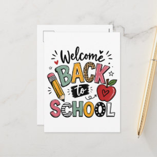 Cartes Pour Fêtes Annuelles Bienvenue à l'école Professeur Élève Premier Jour