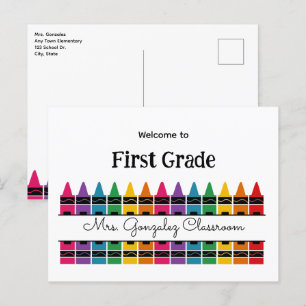 Cartes Pour Fêtes Annuelles Bienvenue à l'école Rainbow Crayon