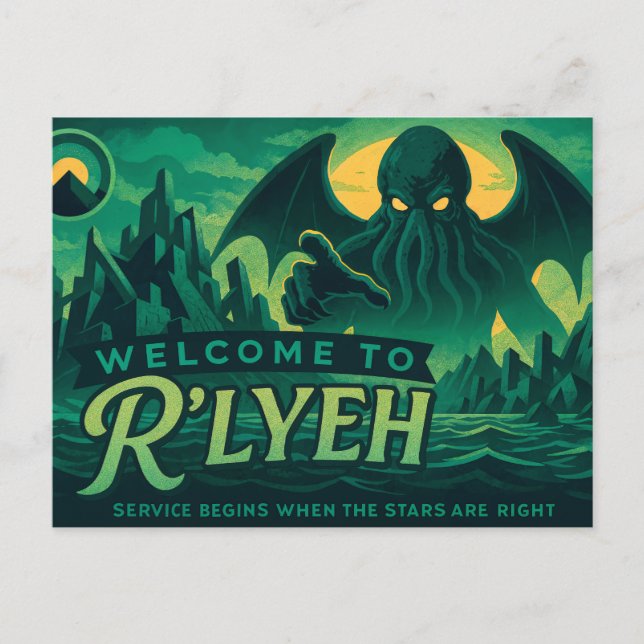 Cartes Pour Fêtes Annuelles Bienvenue à R’lyeh - Vacances dans la folie (Devant)