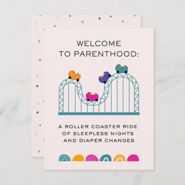 CARTES POUR FÊTES ANNUELLES BIENVENUE AU DESSOUS DE VERRE PARENTHOOD ROLLER (Devant / Derrière)