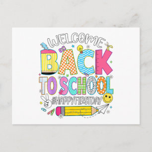 Cartes Pour Fêtes Annuelles Bienvenue au retour à l'école Joyeux premier jour 