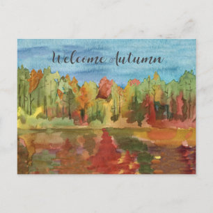Cartes Pour Fêtes Annuelles Bienvenue automne lac automne arbres aquarelle pei
