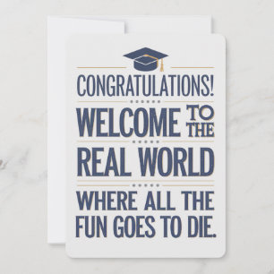 Cartes Pour Fêtes Annuelles Bienvenue dans le monde réel drôle de remise des d