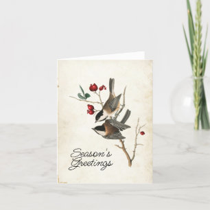 Cartes Pour Fêtes Annuelles Bienvenue de la saison de la mésange oiseau de vac