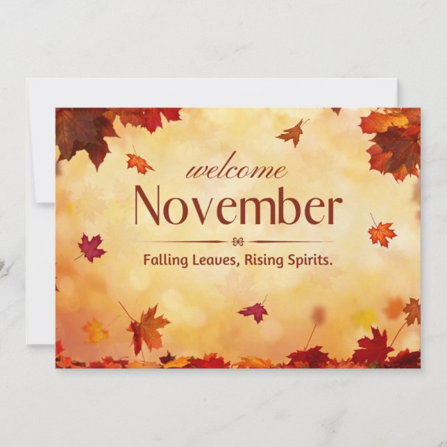 Cartes Pour Fêtes Annuelles Bienvenue novembre automne (Devant)