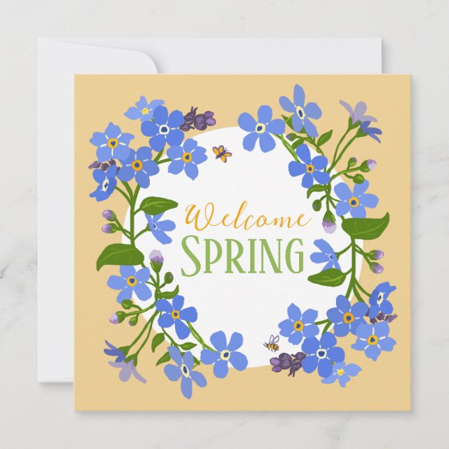 Cartes Pour Fêtes Annuelles Bienvenue Printemps Oubliez-moi Pas heureux Saluta (Devant)