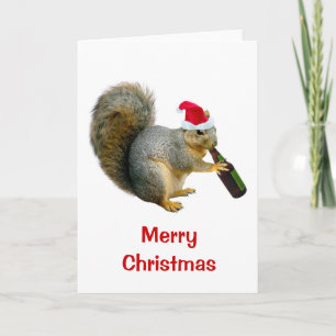 Cartes Pour Fêtes Annuelles Bière de boisson père Noël Squirrel