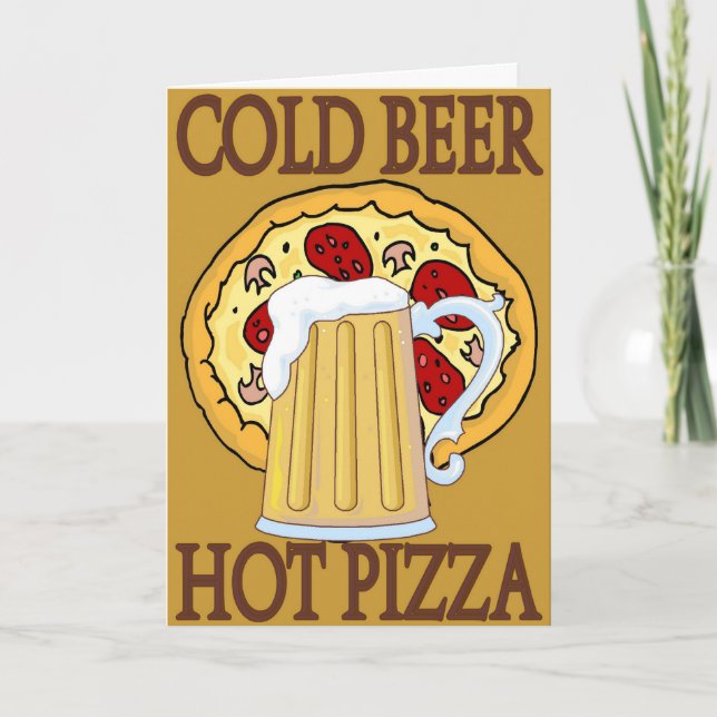 Cartes Pour Fêtes Annuelles Bière froide, pizza chaude (Devant)