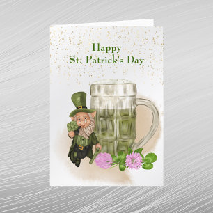 Cartes Pour Fêtes Annuelles Bière verte de la Saint-Patrick Leprechaun Trèfle