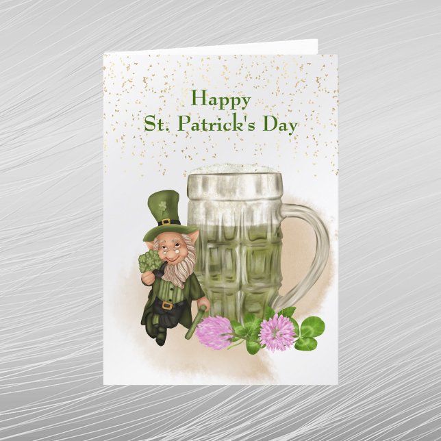 Cartes Pour Fêtes Annuelles Bière verte de la Saint-Patrick Lutin de trèfle (Créateur téléchargé)