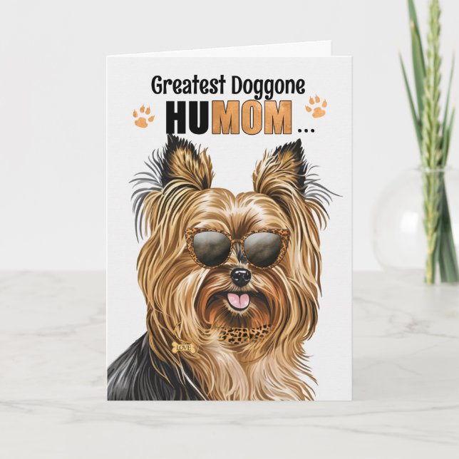 Cartes Pour Fêtes Annuelles Biewer Terrier Chien plus grand HuMOM Fête des Mèr (Devant)