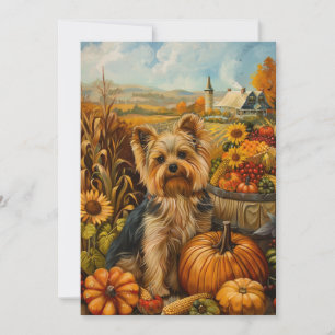 Cartes Pour Fêtes Annuelles Biewer Terrier Chien Récolte d'Automne Action de G