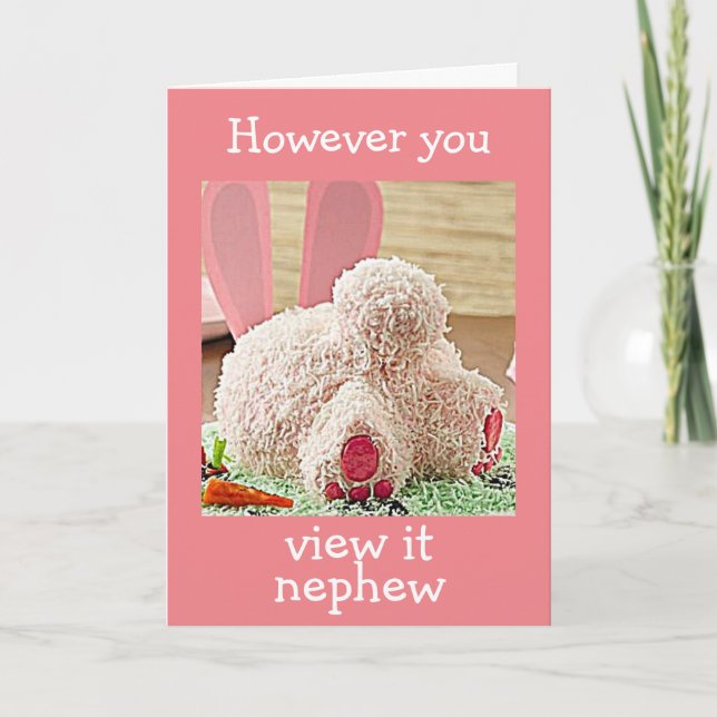 CARTES POUR FÊTES ANNUELLES BIG BUNNY BUTT EASTER SOUHAITANT "NEPHEW" (Devant)