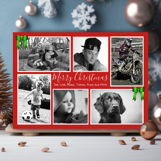 Cartes Pour Fêtes Annuelles Big Family Christmas Photo Collage Red Green
