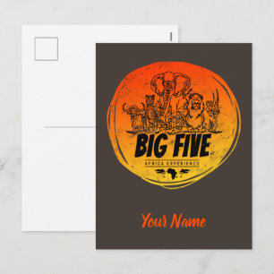 Cartes Pour Fêtes Annuelles Big Five of Africa Safari Eléphant Vintage, Lion