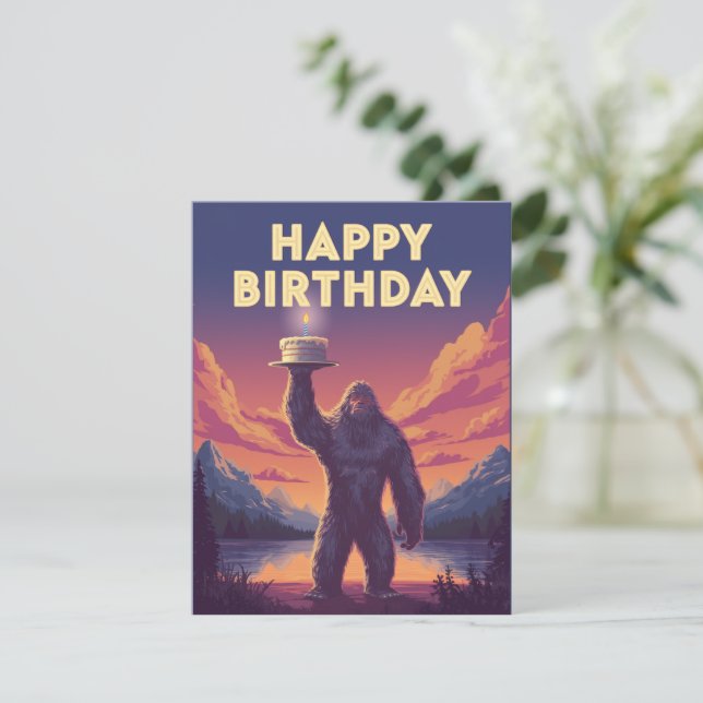 Cartes Pour Fêtes Annuelles Big Foot Birthday Cryptozoology Art bizarre drôle (Debout devant)