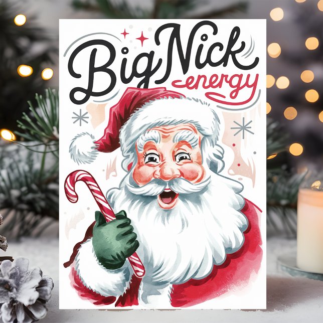 Cartes Pour Fêtes Annuelles Big Nick Energy Funny Père Noël Noël (Créateur téléchargé)