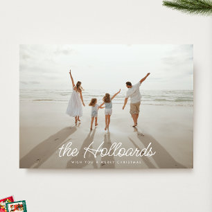 Cartes Pour Fêtes Annuelles Big Script Votre Nom Personnalisé   Photo de Noël