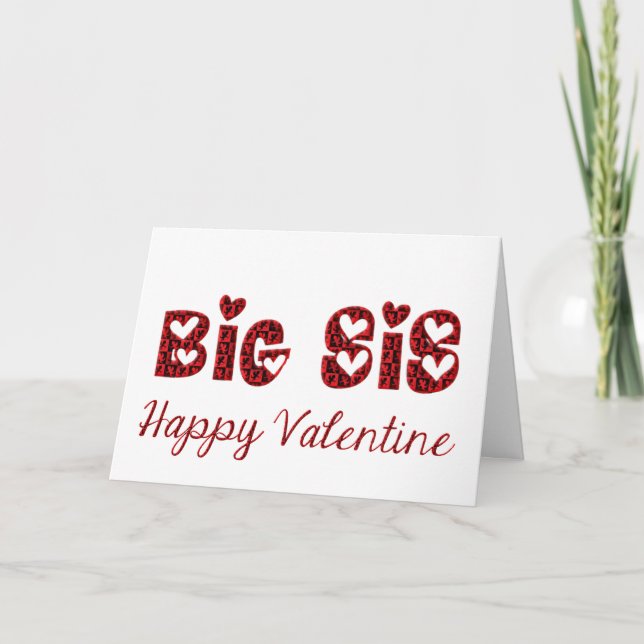 Cartes Pour Fêtes Annuelles Big Sis I Lote Cute Cupid Typographie Valentine (Devant)