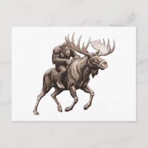 Cartes Pour Fêtes Annuelles Bigfoot chevauchant un orignal