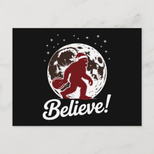 Cartes Pour Fêtes Annuelles Bigfoot Croire Noël Chapeau de Père Noël Lune Sasq