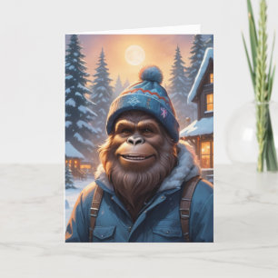 Cartes Pour Fêtes Annuelles Bigfoot dans une Beanie