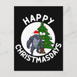 Cartes Pour Fêtes Annuelles Bigfoot drôle de Noël portant un chapeau de Père N