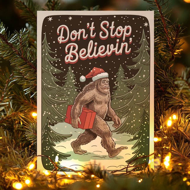 Cartes Pour Fêtes Annuelles Bigfoot n'arrêtez pas de croire Sasquatch Noël (Créateur téléchargé)