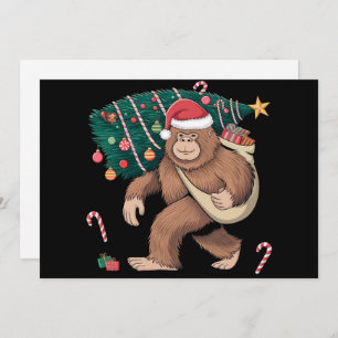 Cartes Pour Fêtes Annuelles Bigfoot Noël Arbre Lumières Noël Sasquatatch Amour